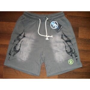Hell Star Sweat Shorts Flame Accents Drawstring Mens Size Large DEFECTS‎